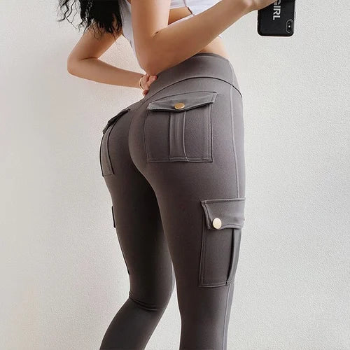 Women's Pocket Sexy Stretch Leggings Fitness Track Pants - Image 3