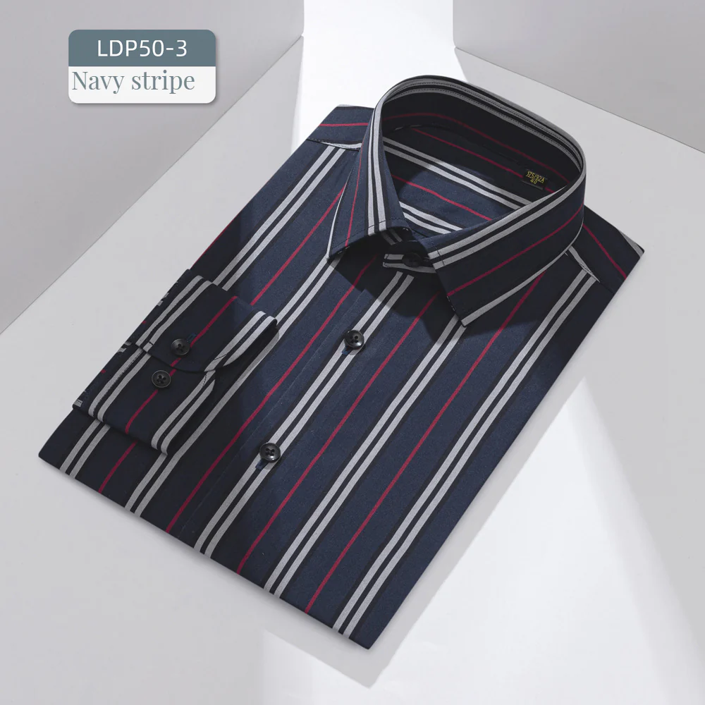100 count cotton DP non-iron plaid shirt striped shirt - Image 5