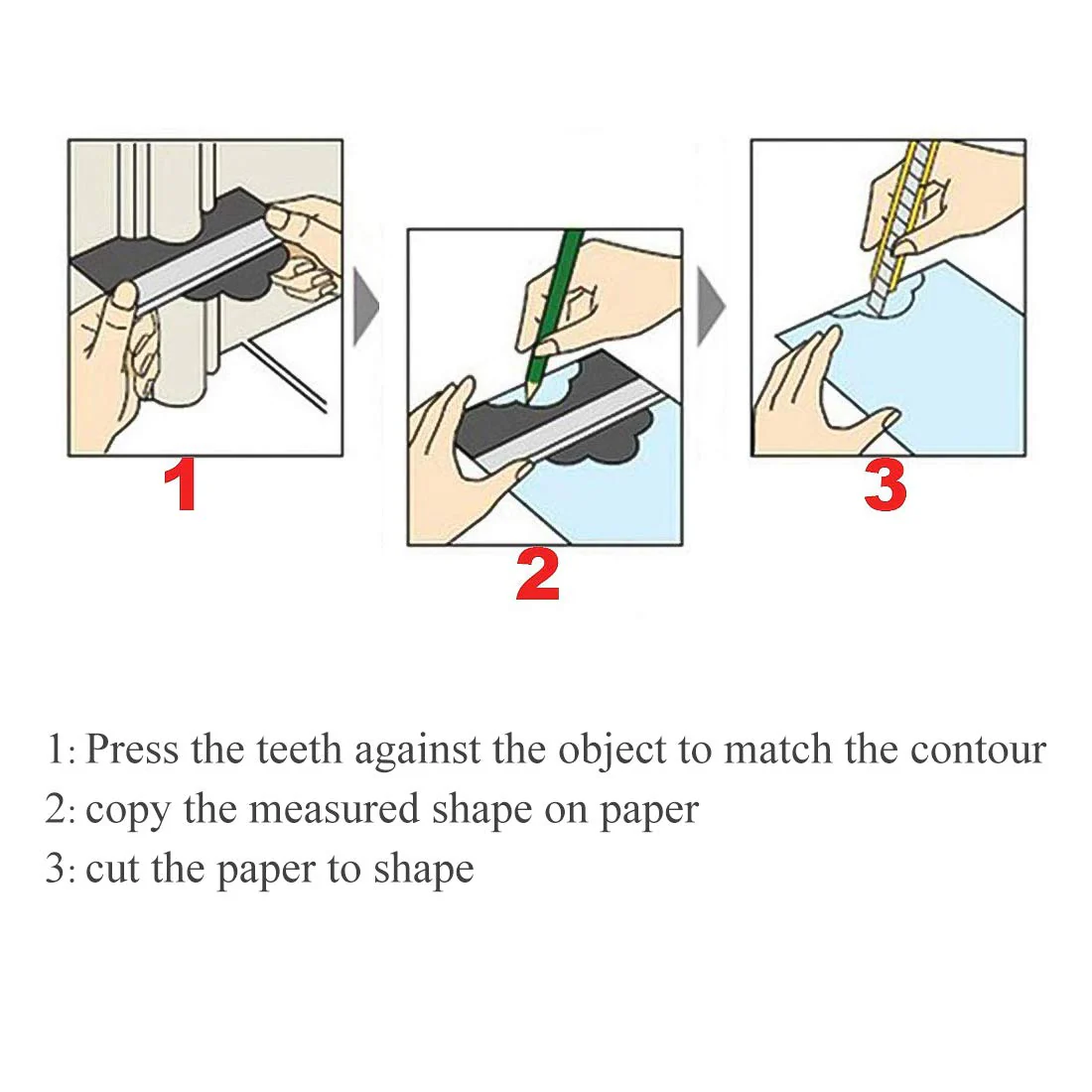 14/25/50cm Contour Gauge Plastic Profile Copy Contour Gauges Standard Wood Marking Tool - Image 5