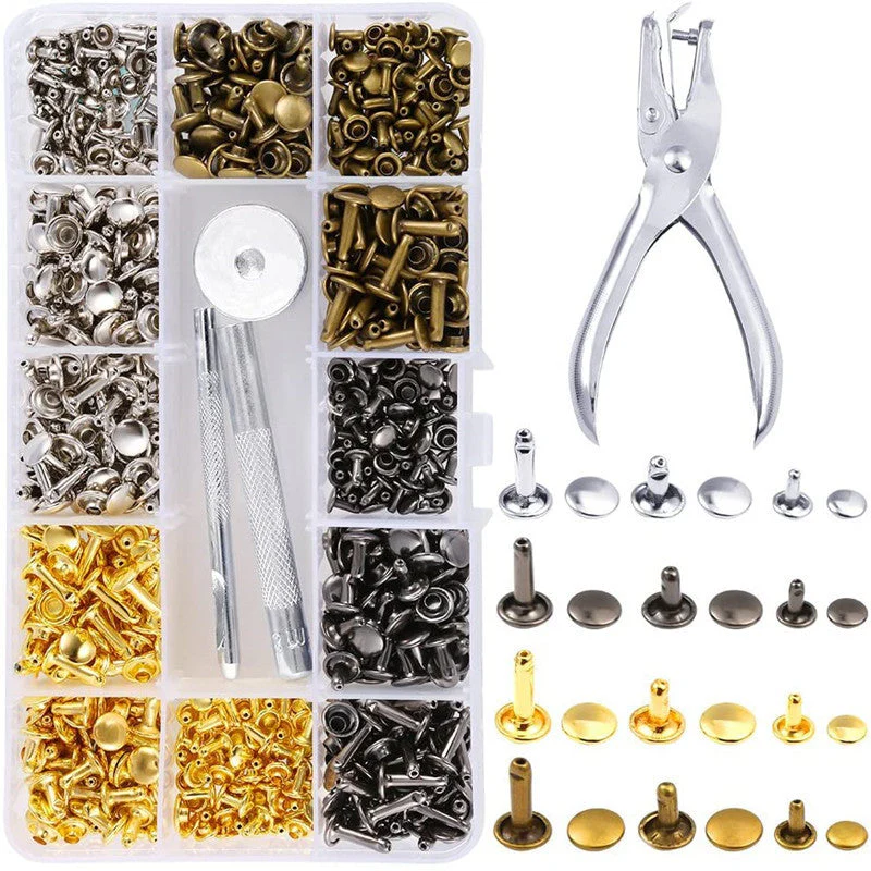 360 sets of boxed double-sided rivets, rivet accessories, round head hollow DIY flat head metal double-sided rivets - Image 2