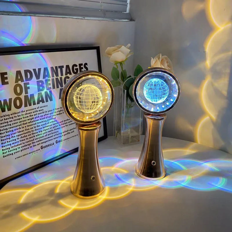 3D crystal globe rotating night light RGB charging modern simple projection atmosphere light - Image 4