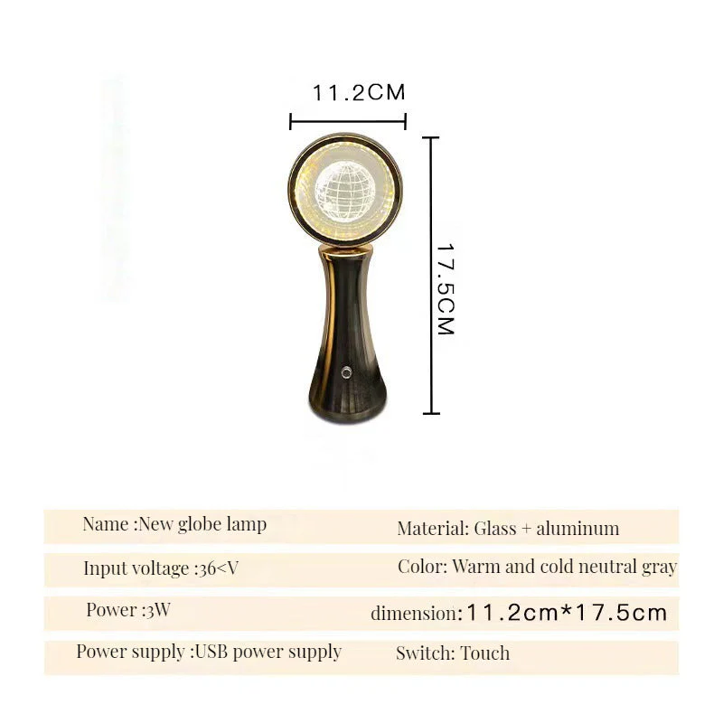 3D crystal globe rotating night light RGB charging modern simple projection atmosphere light - Image 5