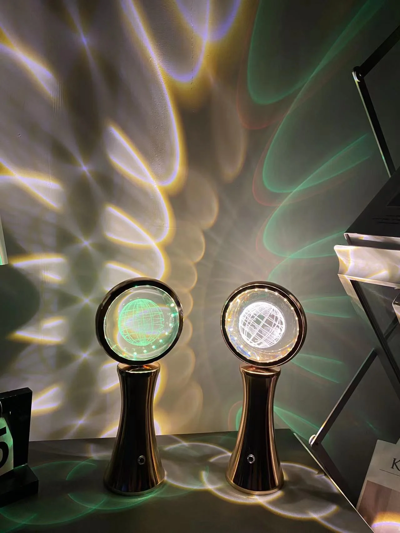3D crystal globe rotating night light RGB charging modern simple projection atmosphere light - Image 8