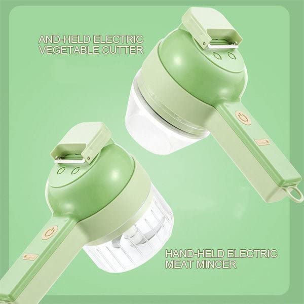 4 in 1 Handheld Electric Vegetable Cutter Set,Wireless Food Processor for Garlic Pepper Chili Onion Celery Ginger Meat with Brush - Image 4