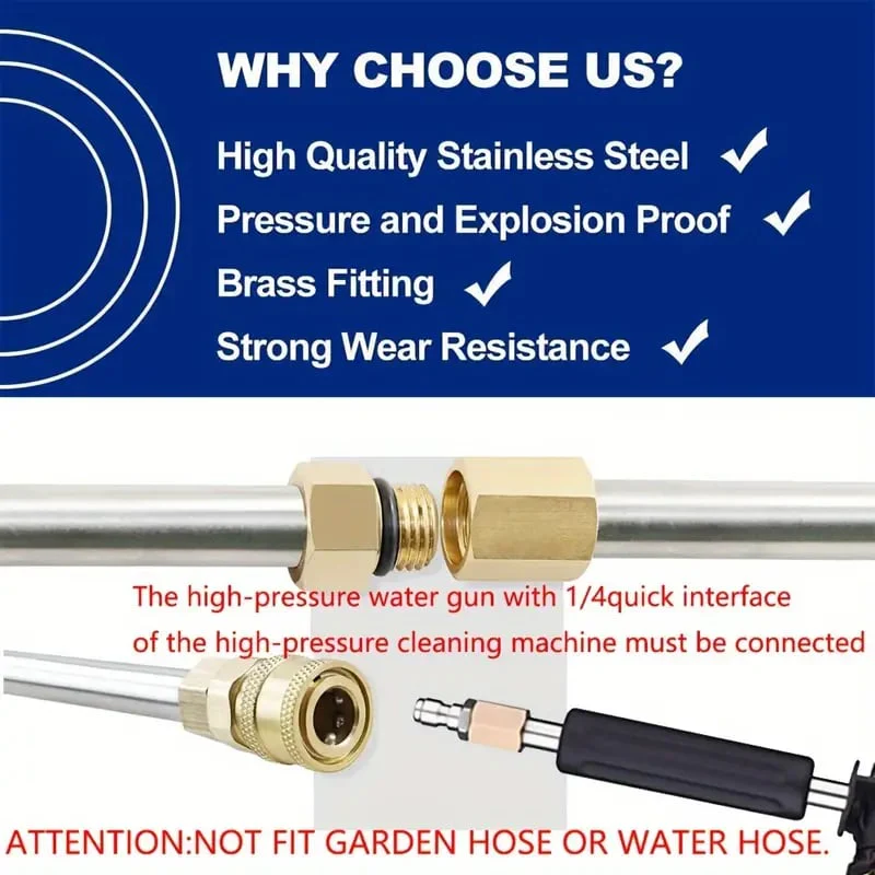 4000 PSI Telescoping High Pressure Washer Wand Set for Gutter & Roof Drainage & Walls Cleaning - Image 11