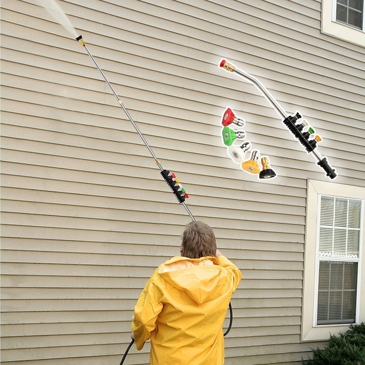 4000 PSI Telescoping High Pressure Washer Wand Set for Gutter & Roof Drainage & Walls Cleaning - Image 14