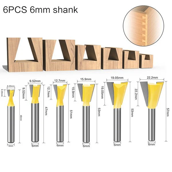 6PCS DOVETAIL ROUTER BIT SET  HOT SALE - Image 2