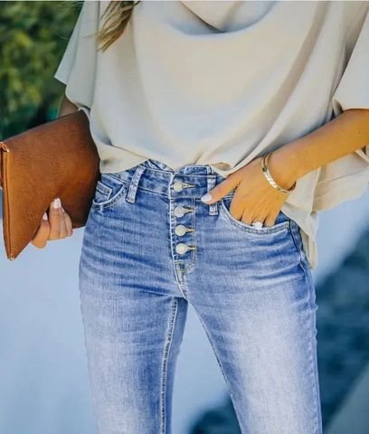 90s Vintage Button Fly High Waist Flare Leg Jeans - Image 2
