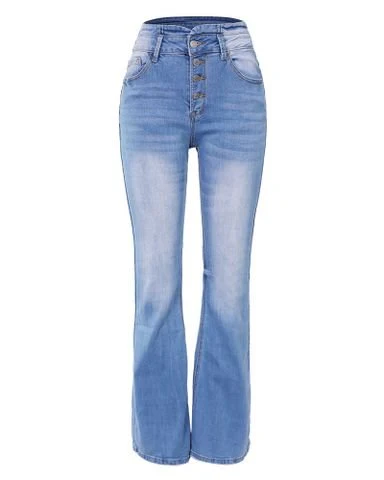 90s Vintage Button Fly High Waist Flare Leg Jeans - Image 7