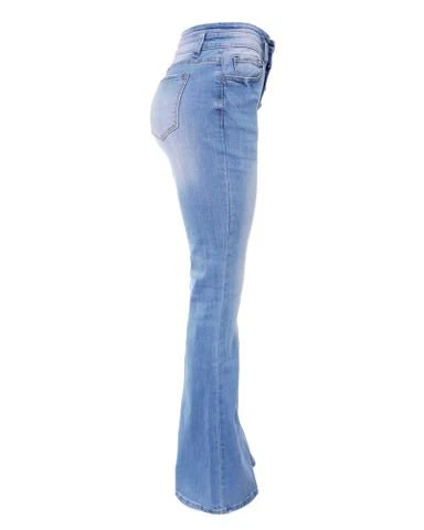 90s Vintage Button Fly High Waist Flare Leg Jeans - Image 8