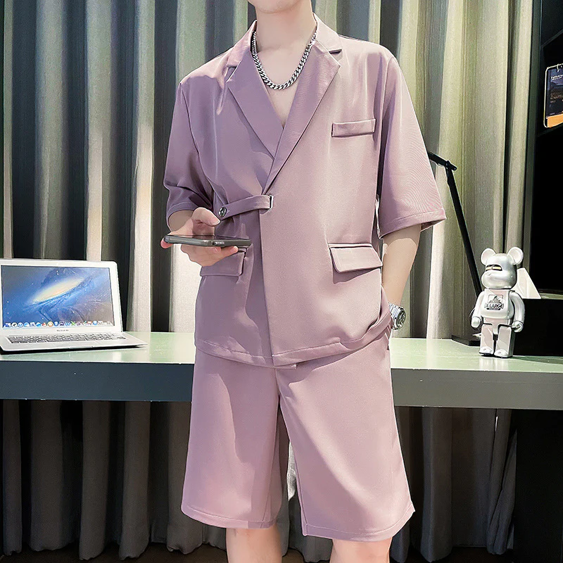 Acetate short-sleeved suit men's suit drape ice silk jacket - Image 3