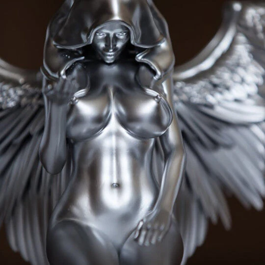 Art Angel Female Woman Wings Kneeling Cloak Hat - Image 2