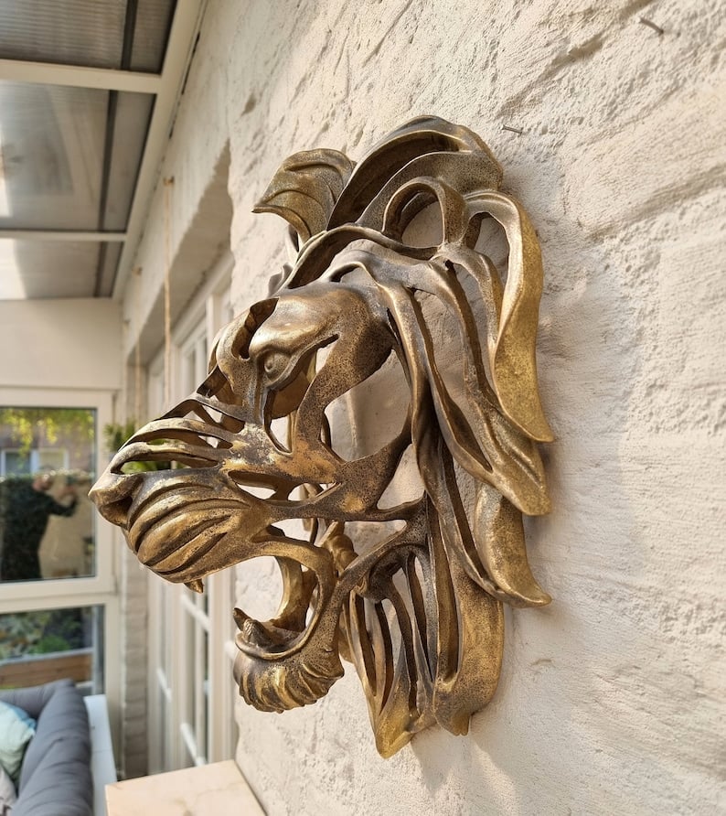 Rare Find-Large Lion Head Wall Mounted Art Sculpture - Image 2