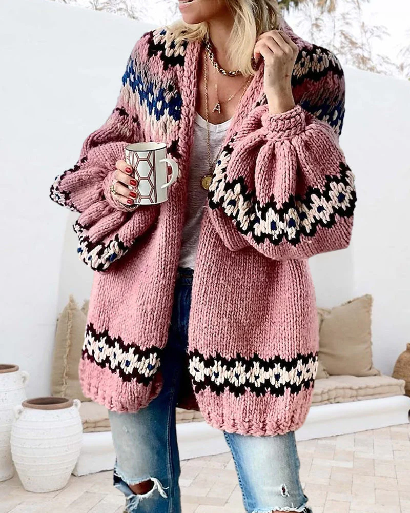 Printed cardigan with lantern sleeves - Image 4