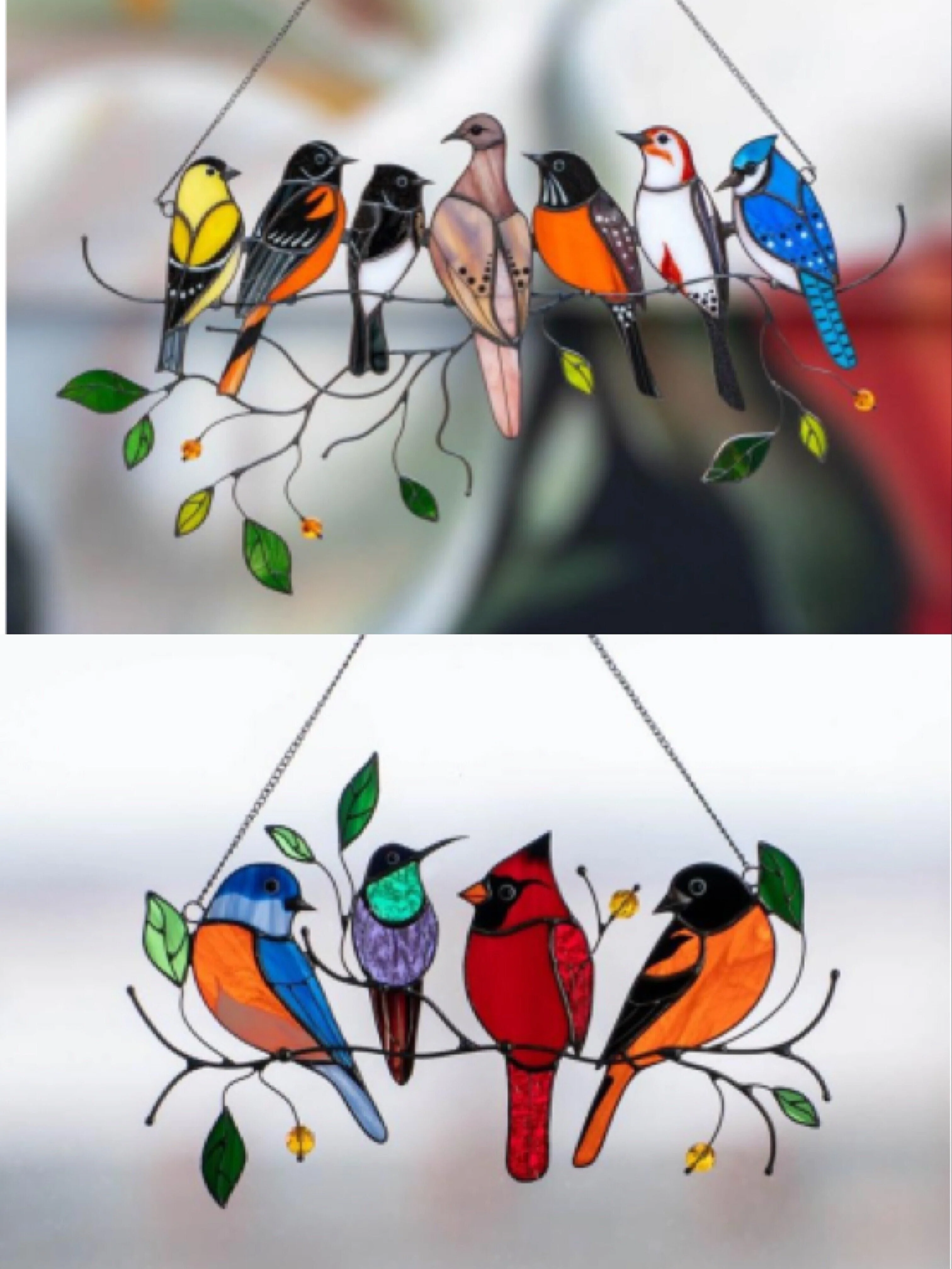 Best Gift-Birds Stained  Window  Panel Hangings - Image 7