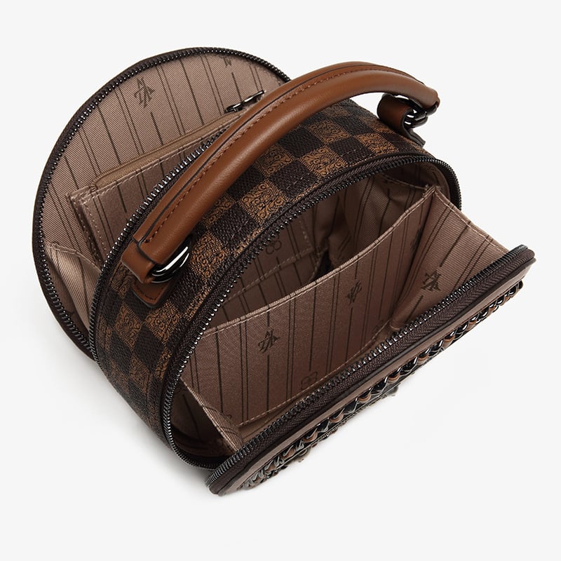 Fashion Retro Bear Badge Print Leather Purse Handbags(Double Zipper) - Image 4