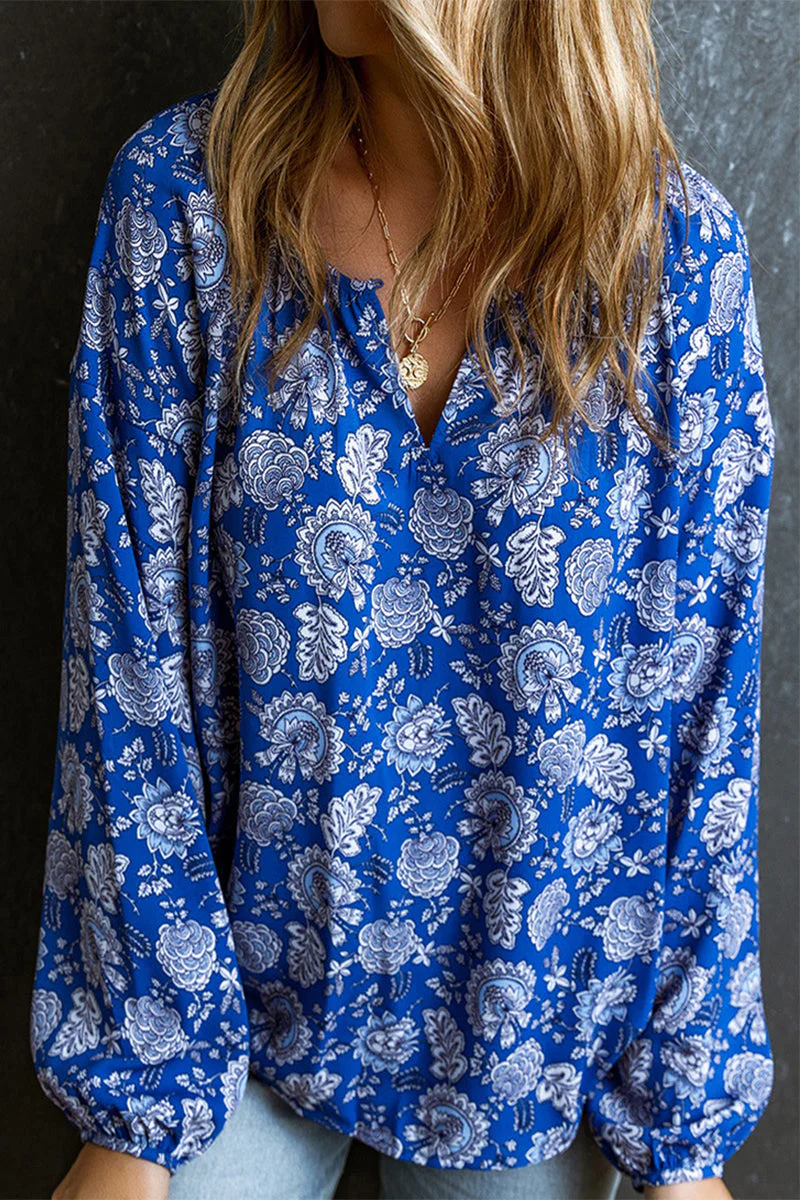 Bohemian Vintage Floral V Neck Tops - Image 2