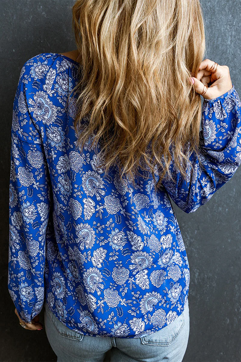 Bohemian Vintage Floral V Neck Tops - Image 3