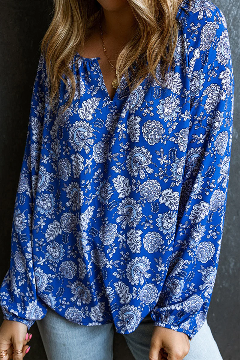 Bohemian Vintage Floral V Neck Tops - Image 4
