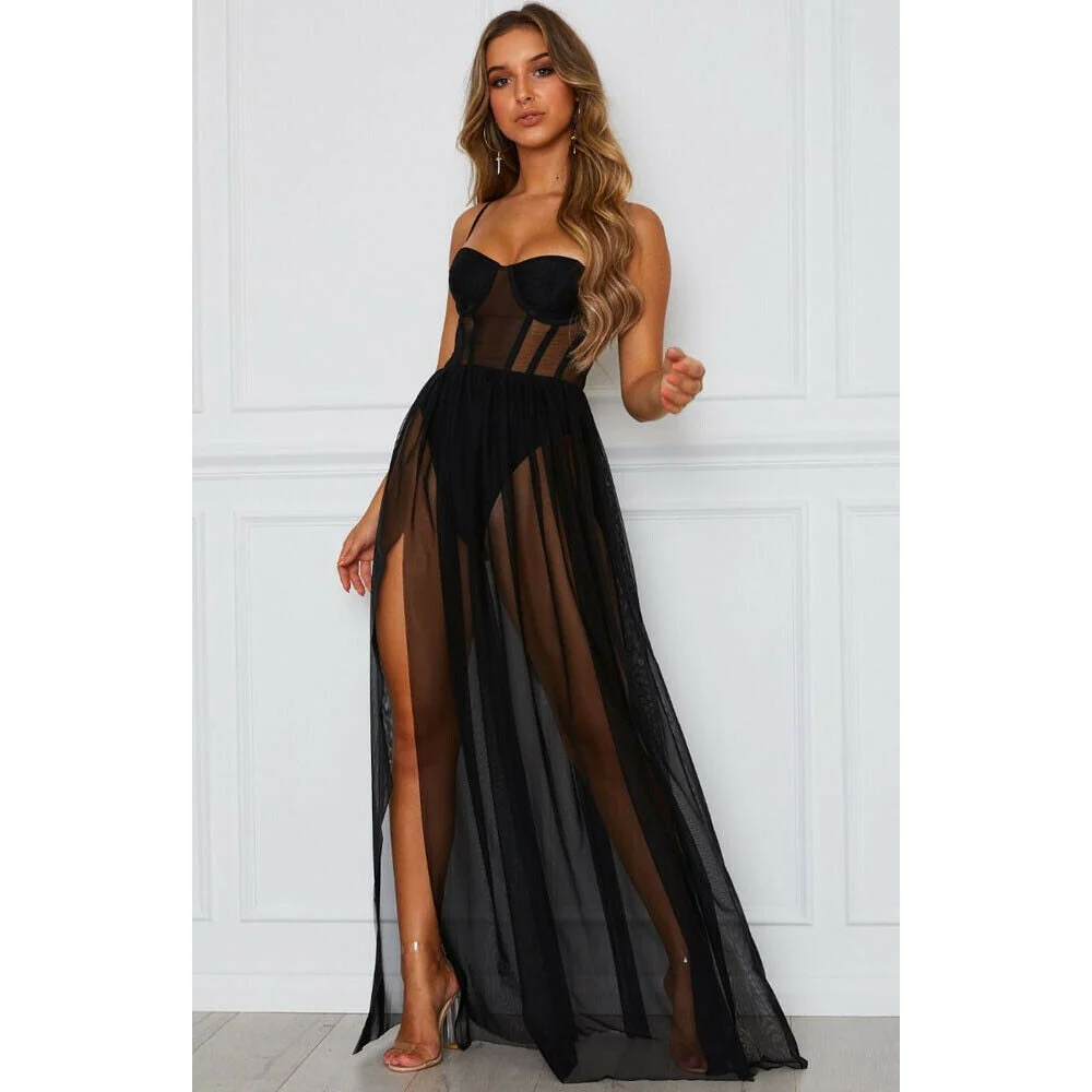 Bohemian Vintage Sheer Long Dresses Summer Beach Party Party Long Dresses - Image 8