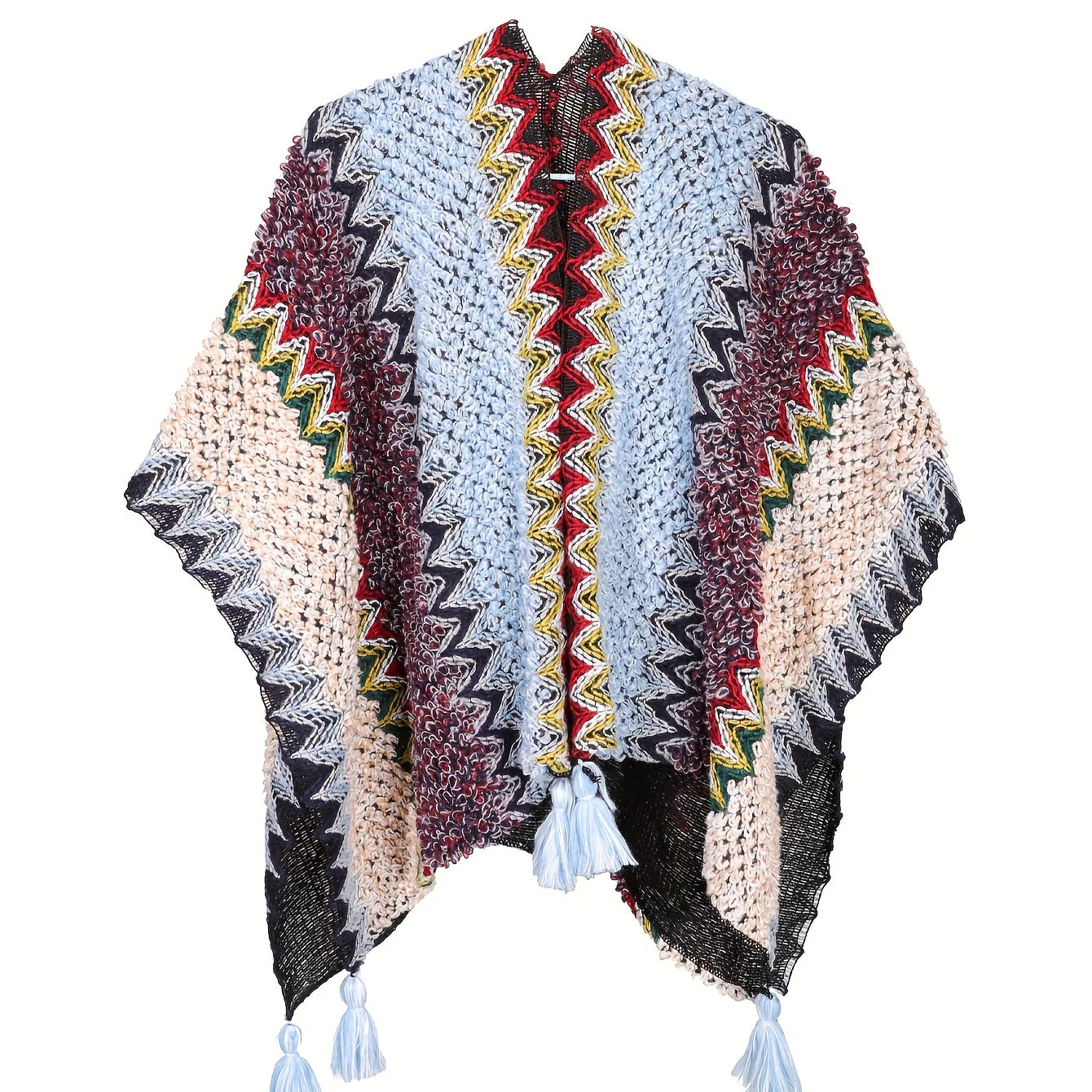 Bohemian braided shawl retro traditional striped fringed cardigan fashionable travel windproof - Image 3