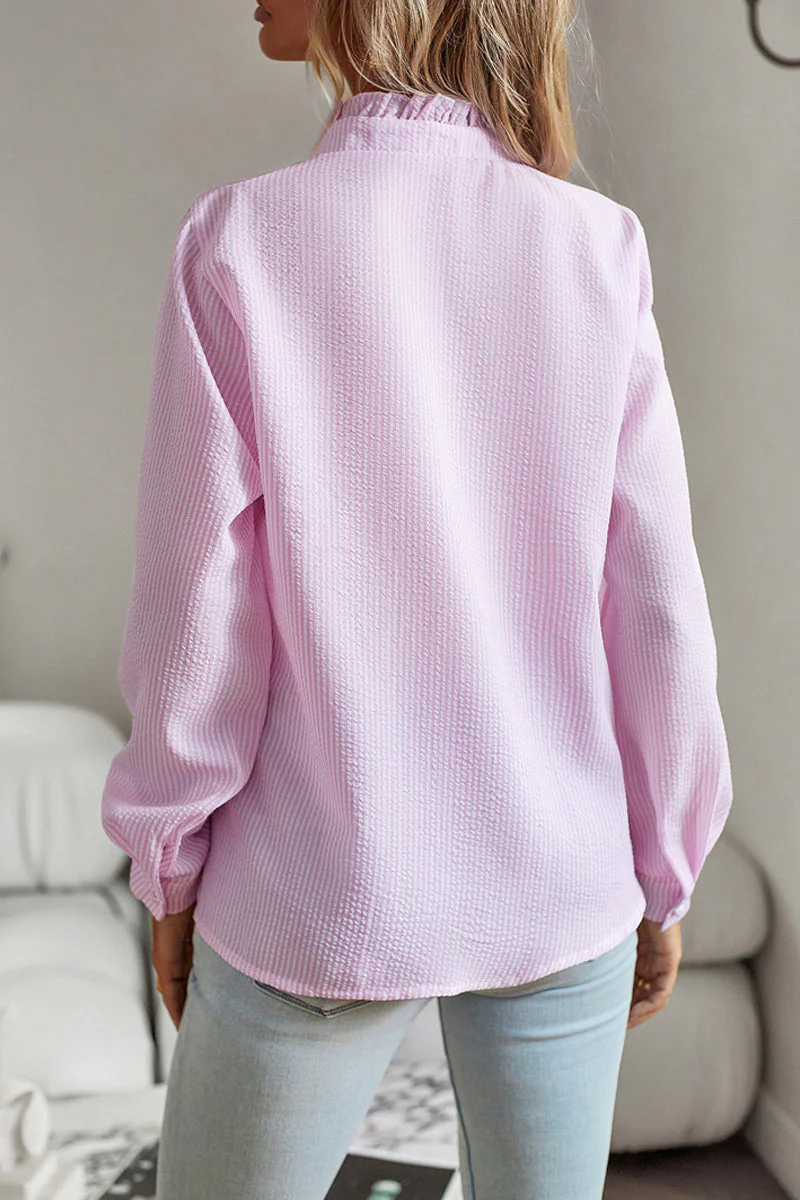 British Style Solid Patchwork Lotus Leaf Collar Blouses(4 Colors) - Image 12