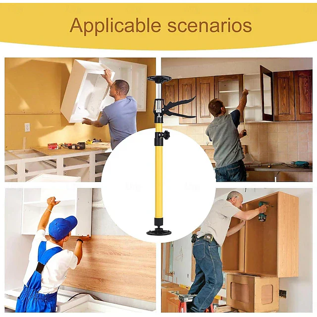 Cabinet Jack Support Bar Quick Adjustable Support Bar Telescopic Steel Bar for Drywall, Cabinets and More - Image 4