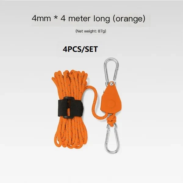 Portable Adjustable Fix Tent High Strength Fast Release Pulley Camping Rope(4 Pcs/Set) - Image 14