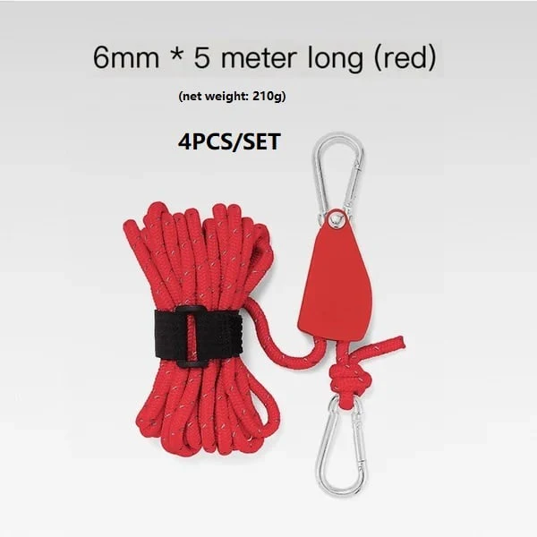 Portable Adjustable Fix Tent High Strength Fast Release Pulley Camping Rope(4 Pcs/Set) - Image 5
