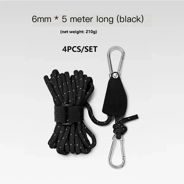 Portable Adjustable Fix Tent High Strength Fast Release Pulley Camping Rope(4 Pcs/Set) - Image 6