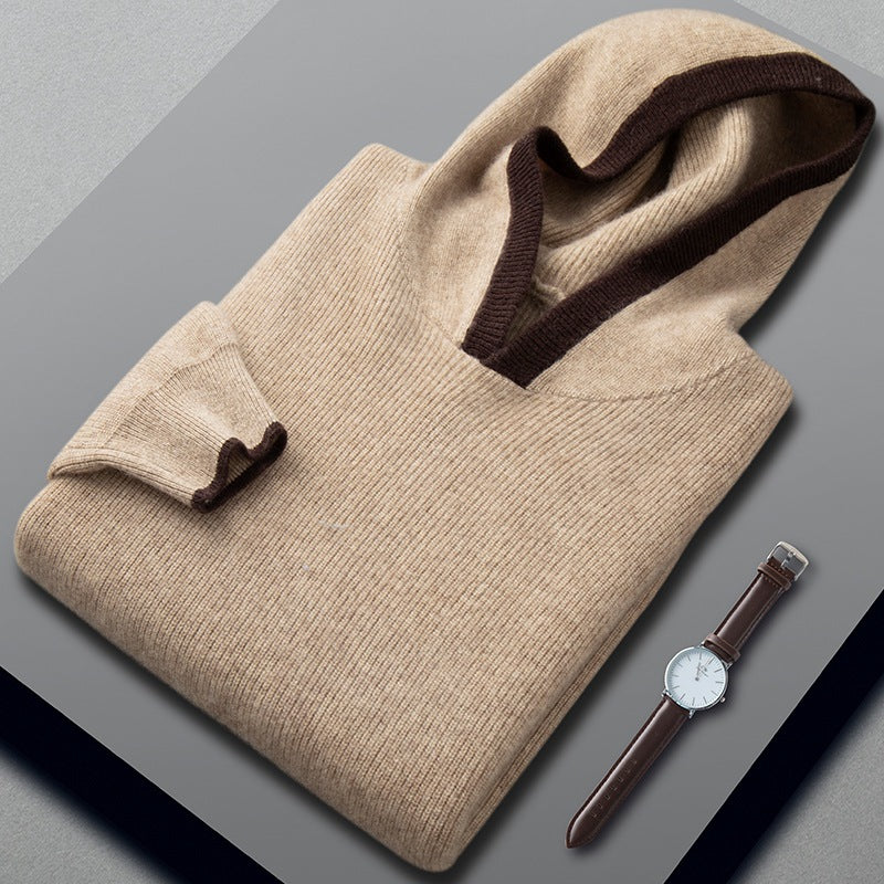 Cashmere sweaters Cropped hooded sweaters Colorblock knitted bottoming shirts - Image 3