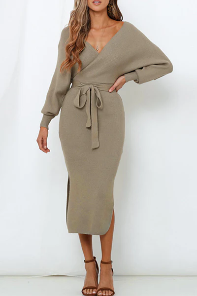 Casual Elegant Solid Backless Slit Pencil Skirt Dresses(5 Colors) - Image 24