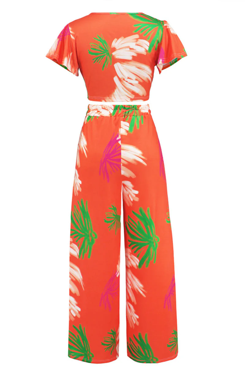 Casual Floral Pocket O Neck Short Sleeve Two Pieces(3 Colors) - Image 15
