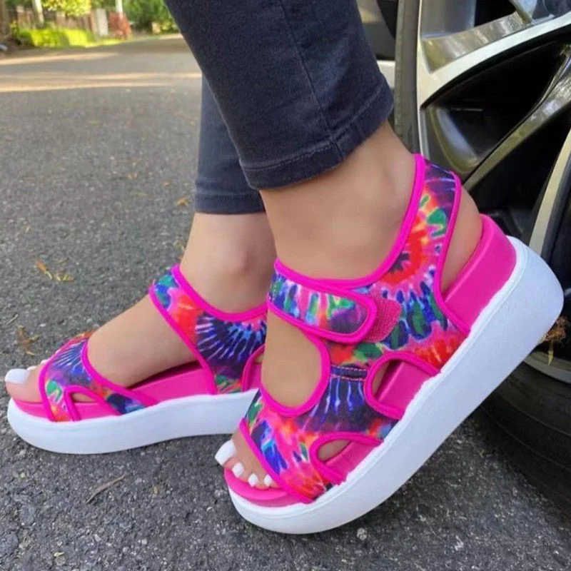 Casual Hollowed Out Patchwork Printing Solid Color Round Shoes - Image 6