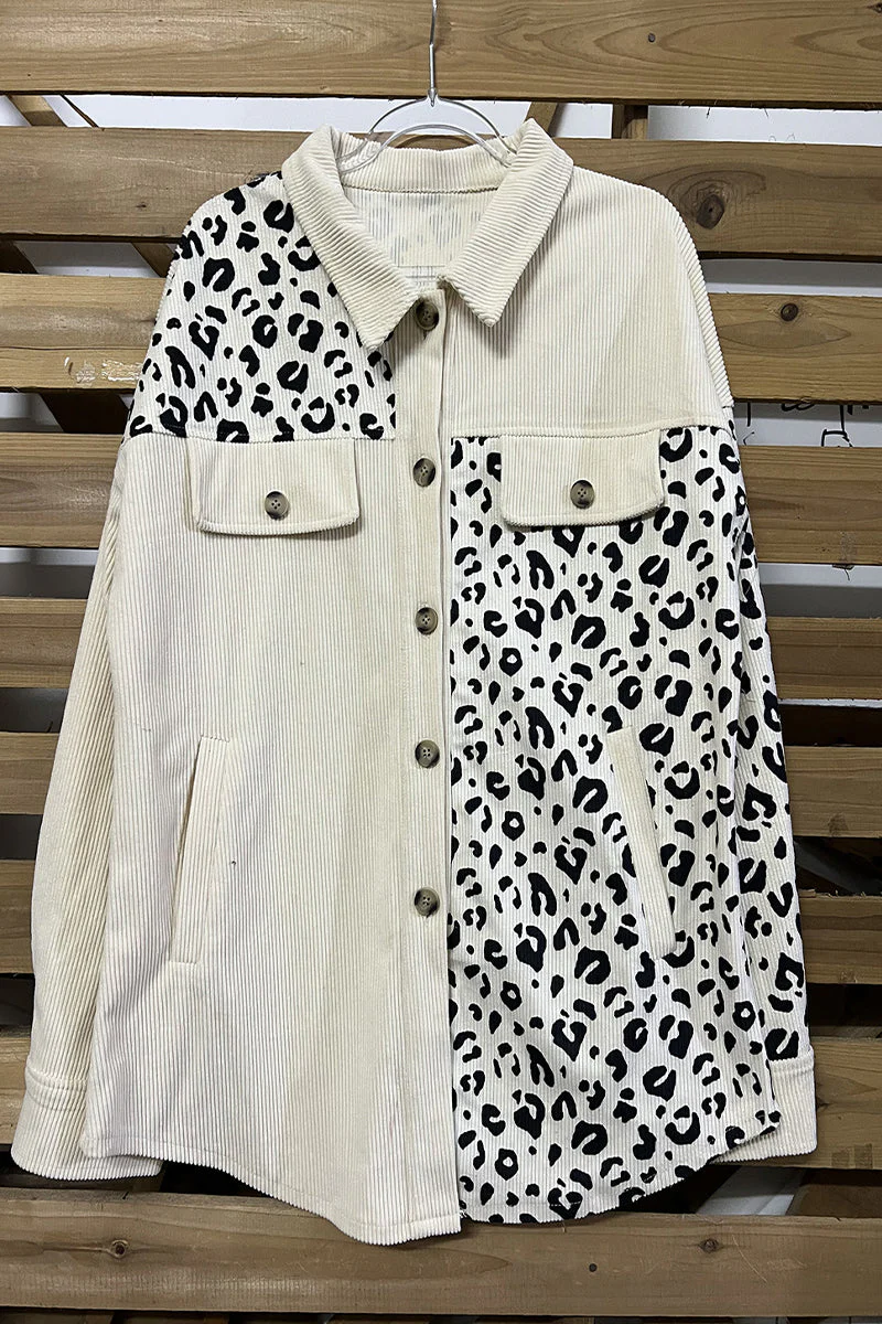 Casual Leopard Patchwork Turndown Collar Tops - Image 4