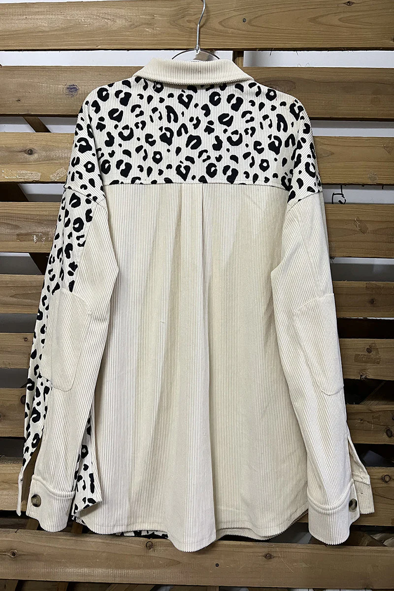 Casual Leopard Patchwork Turndown Collar Tops - Image 5