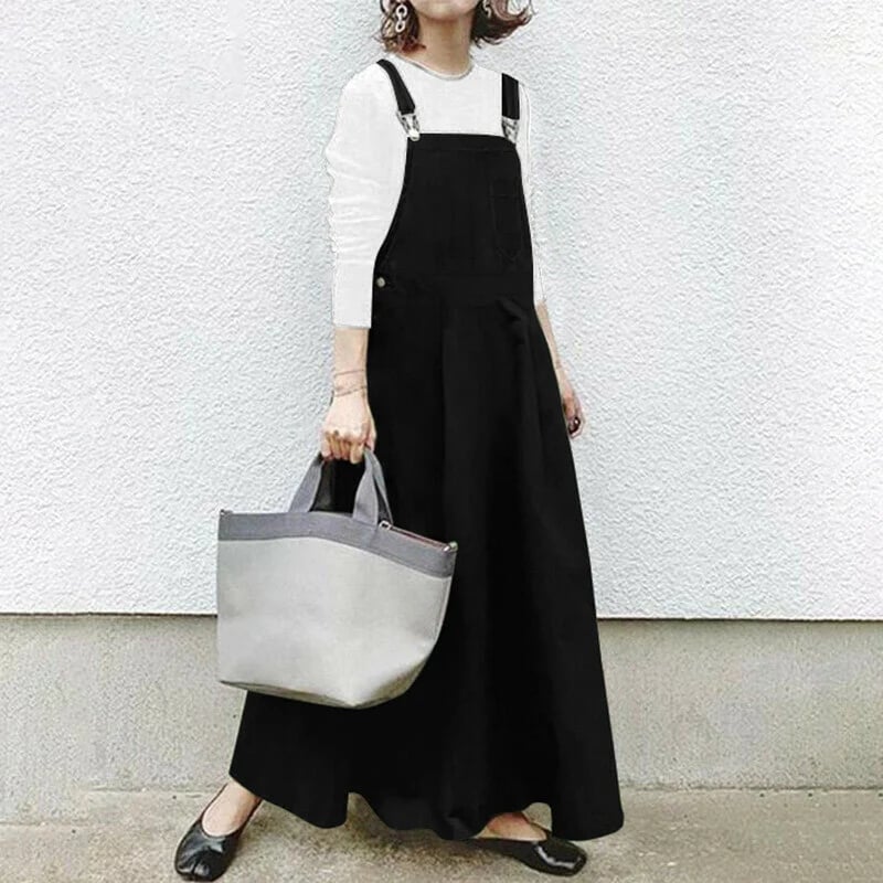 Casual Long Suspenders Skirt with Pocket - Image 4