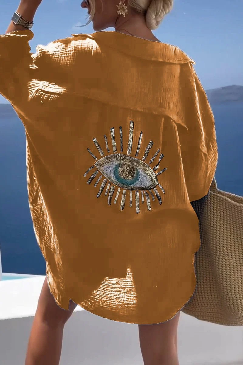 Evil Eye Casual Sequin Beaded Shirt-BUY 2 FREE SHIPPING - Image 18