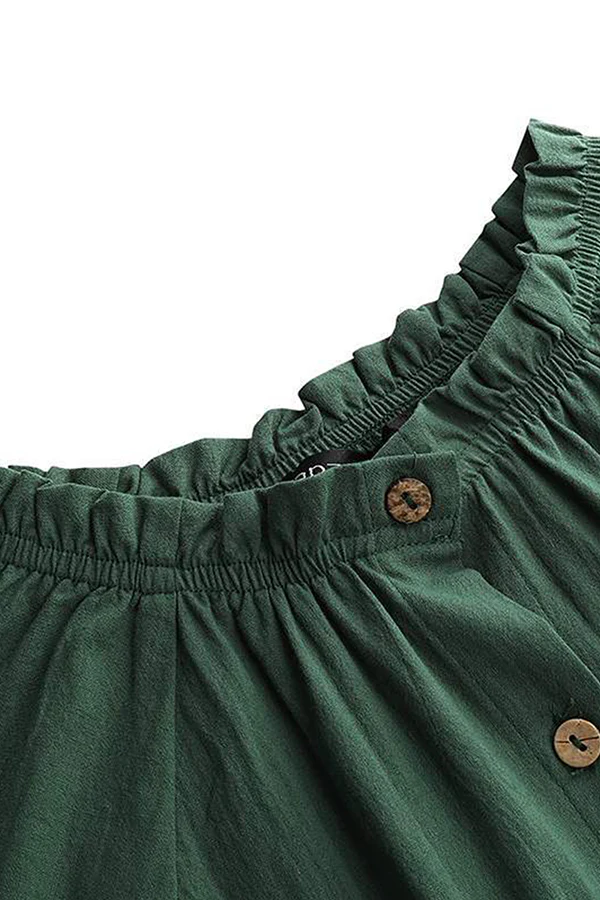 Casual Buckle Flounce Stringy Selvedge Collar A Line Dresses(4 Colors) - Image 11