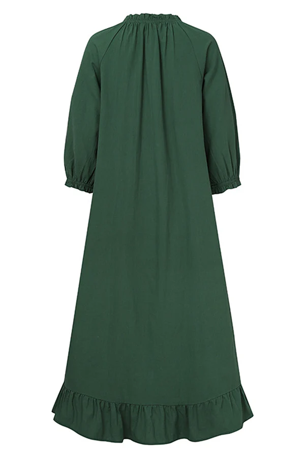 Casual Buckle Flounce Stringy Selvedge Collar A Line Dresses(4 Colors) - Image 12