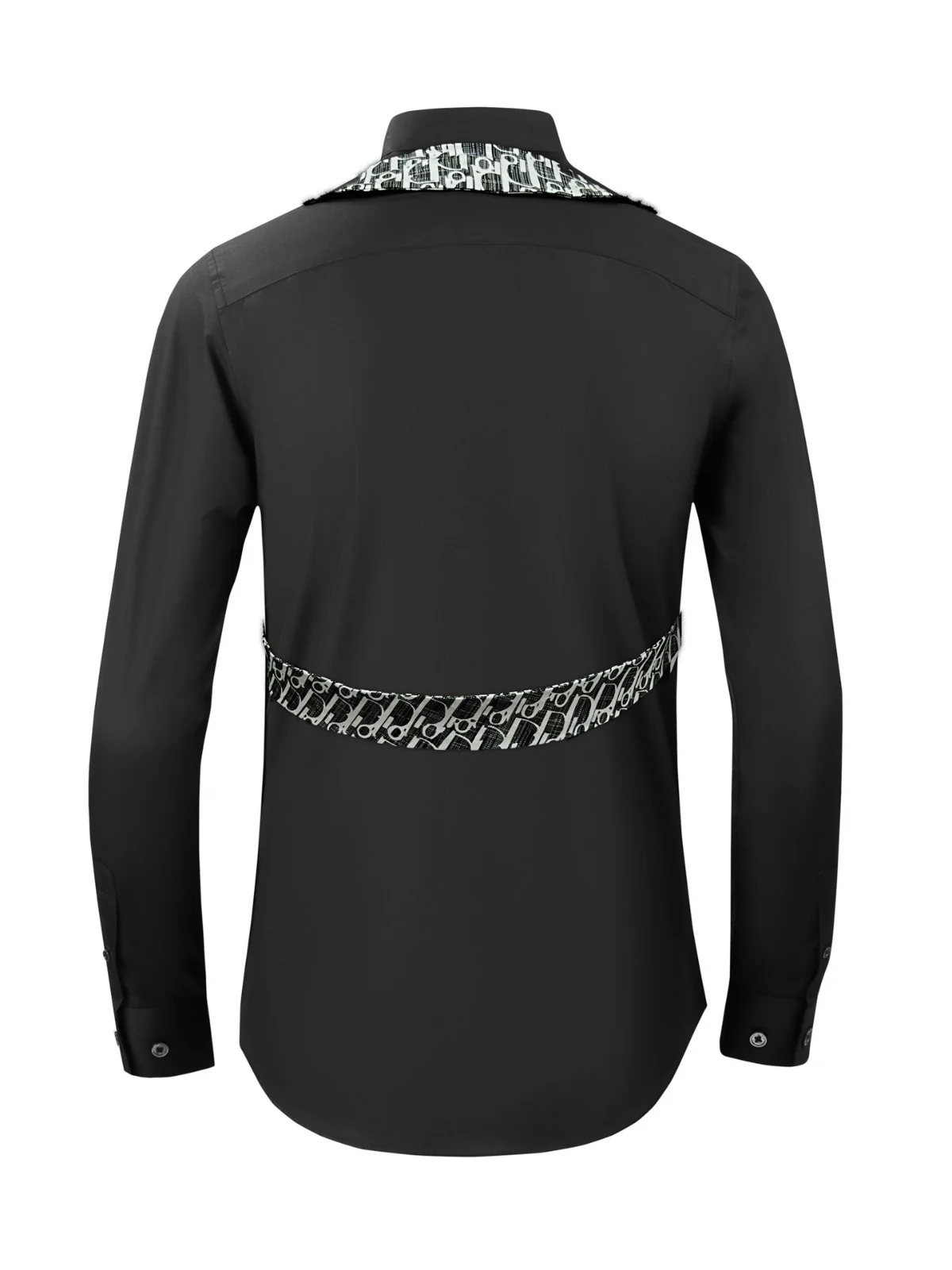 D letter U button men's long sleeve shirt fashion men's - Image 3
