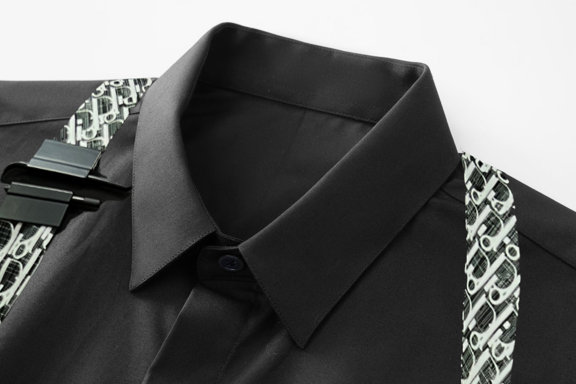 D letter U button men's long sleeve shirt fashion men's - Image 4