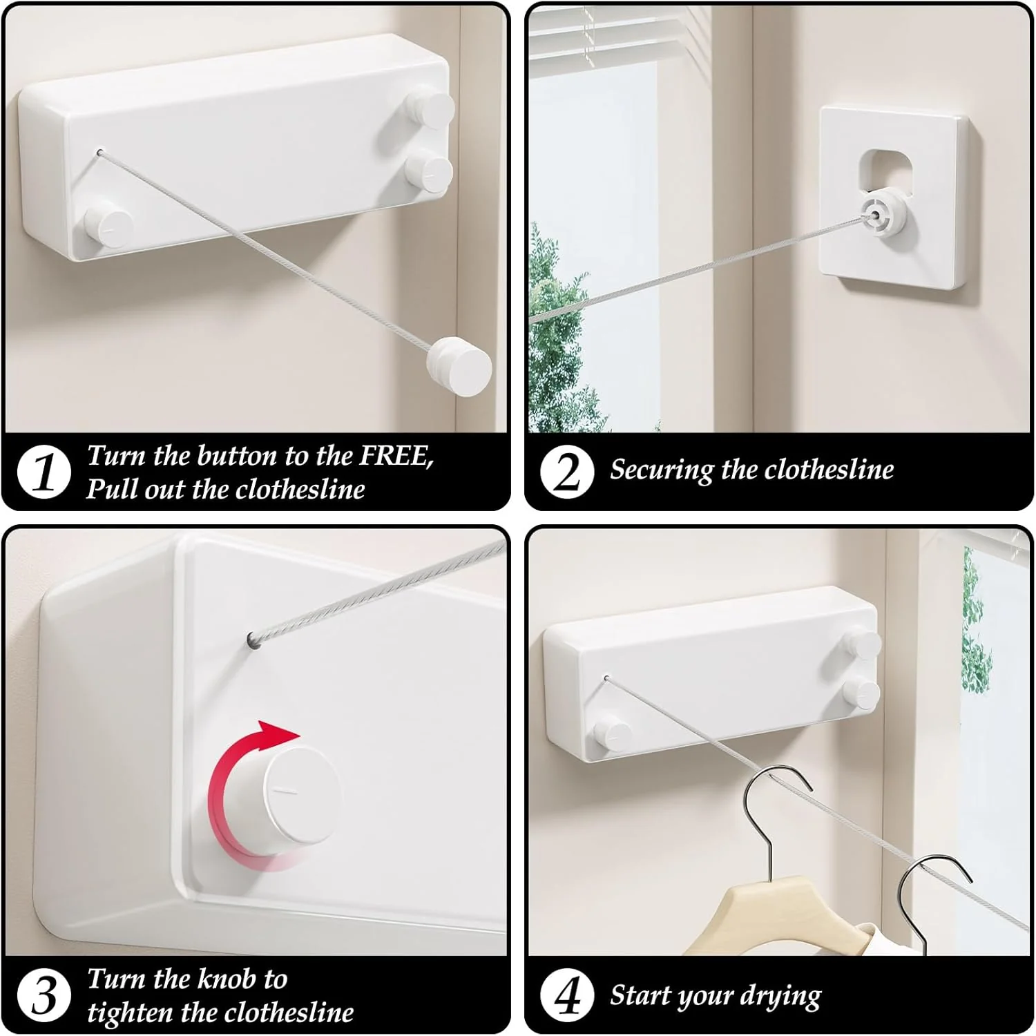 Indoor/Outdoor Retractable Clothesline with 13.8 ft. Steel Wire - Image 15
