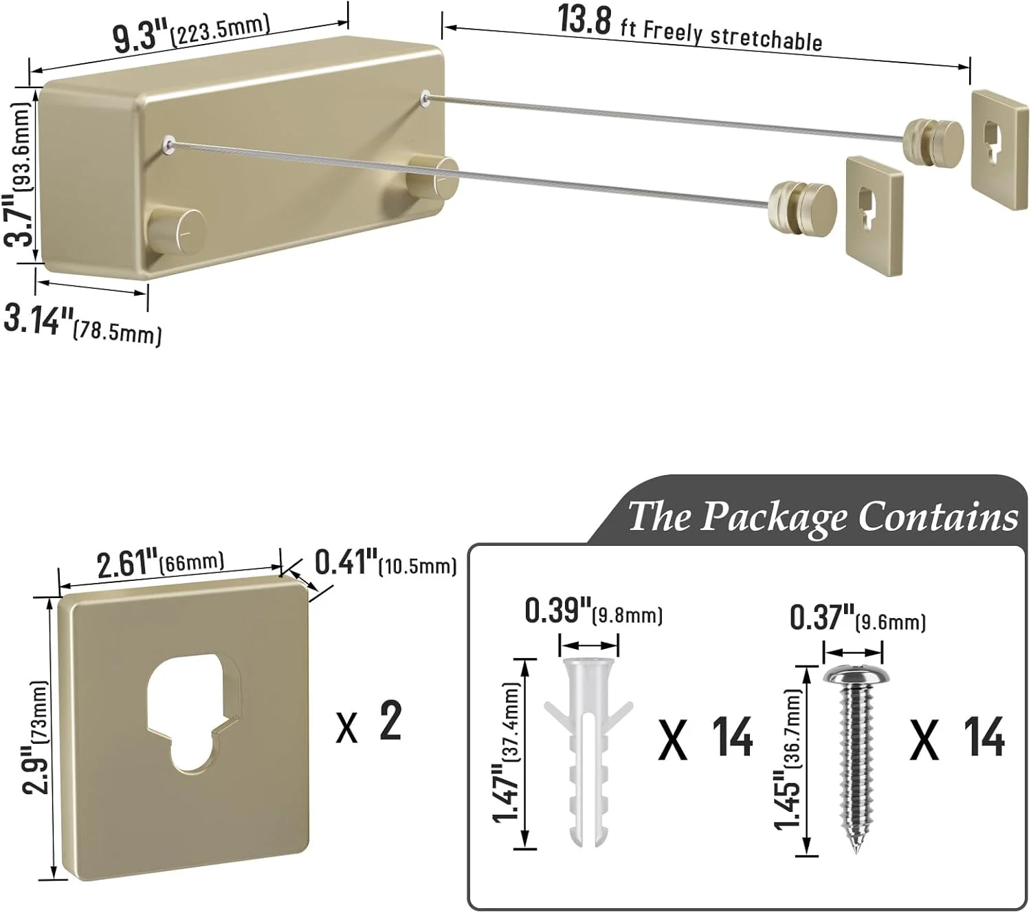Indoor/Outdoor Retractable Clothesline with 13.8 ft. Steel Wire - Image 2