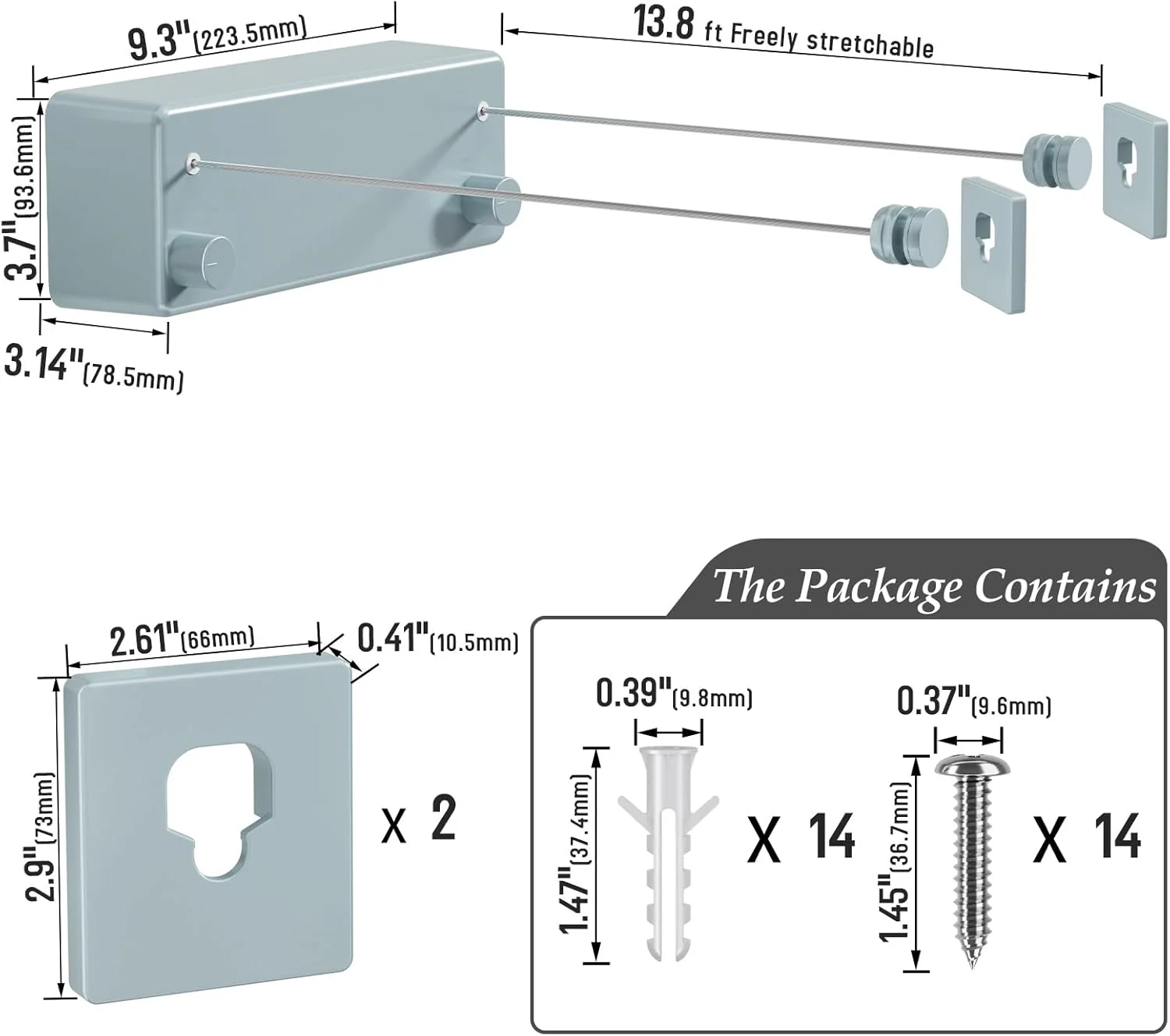 Indoor/Outdoor Retractable Clothesline with 13.8 ft. Steel Wire - Image 20