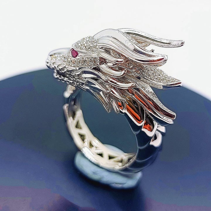 Handmade Silver Dragon Ring - Image 2
