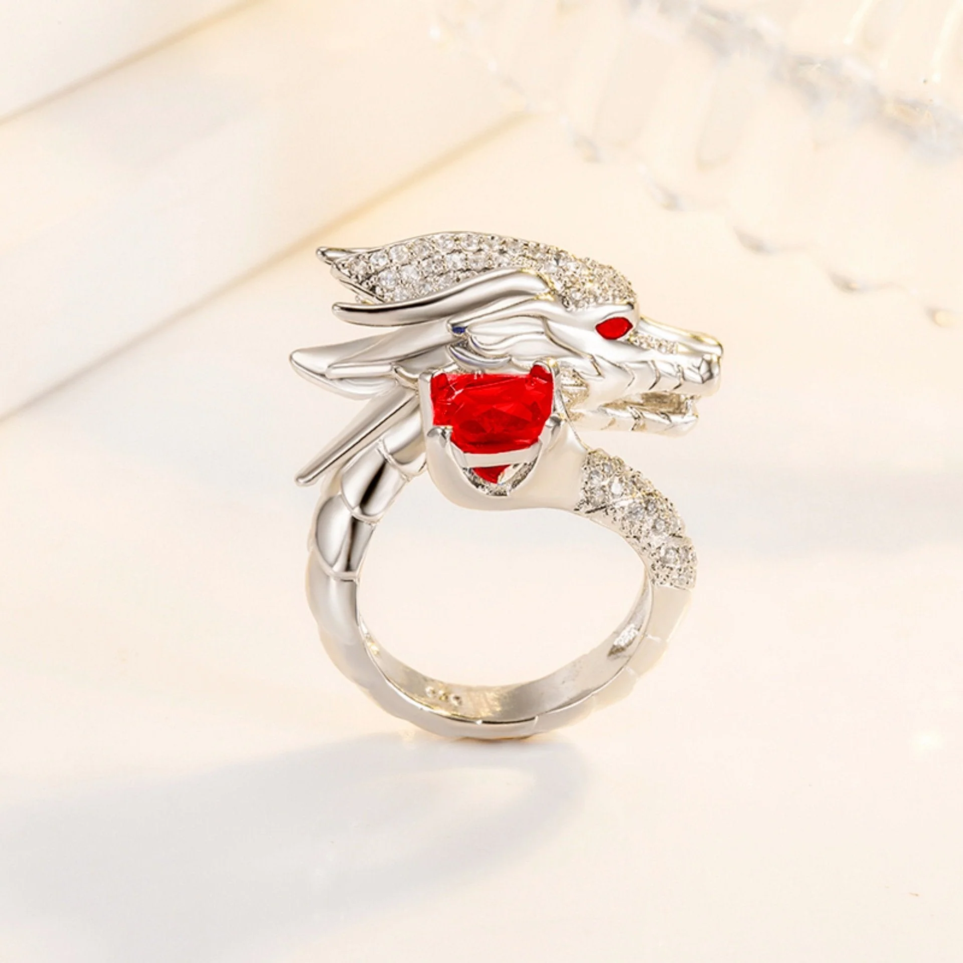 Handmade Silver Dragon Ring - Image 9