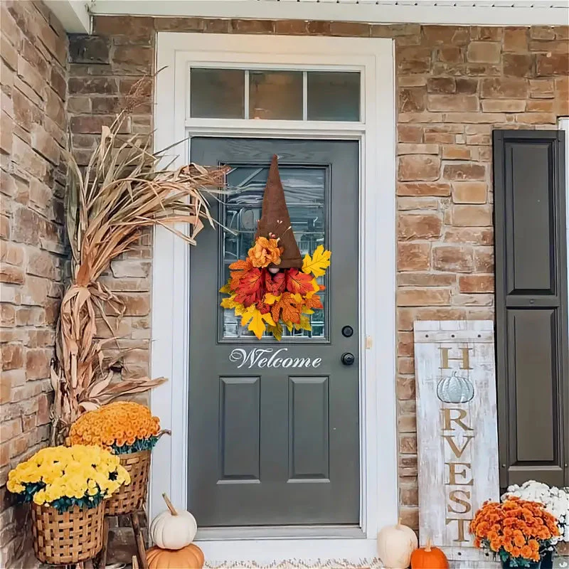 Fall Maple Gnome Front Door Hanger - Image 5