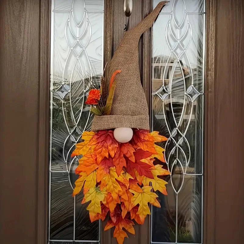 Fall Maple Gnome Front Door Hanger - Image 8
