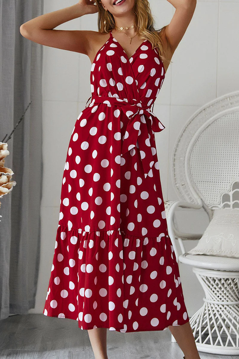 Fashion Casual Dot Frenulum V Neck A Line Dresses(3 colors) - Image 10